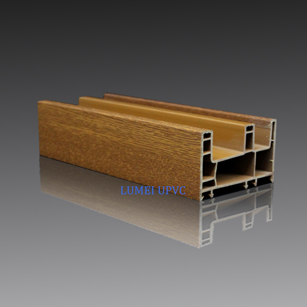 Perfiles de UPVC negro de roble dorado laminados con película de madera