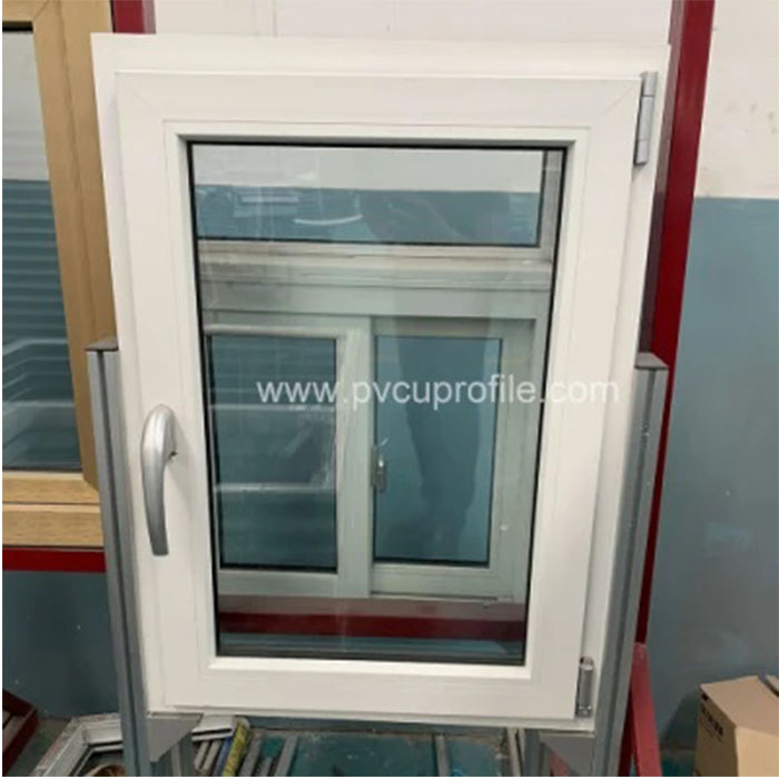 Reemplazo de PVC Ventanas de arco de vidrio de doble panel Precios de ventanas saledizas