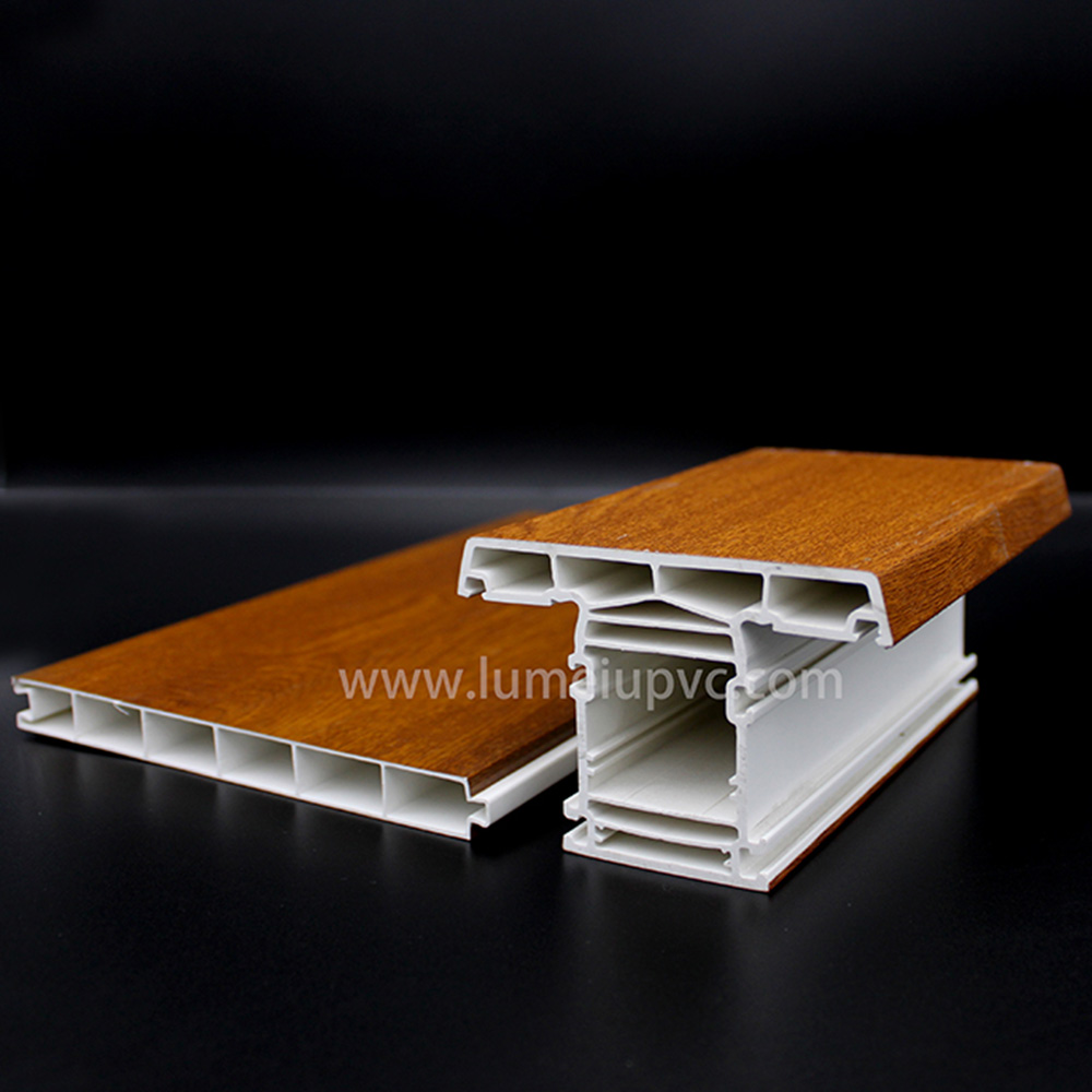 Perfiles de UPVC negro de roble dorado laminados con película de madera